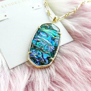 Gold Faceted Reid Abalone Long Pendant Necklace